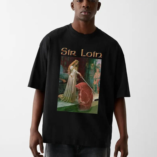 Funny Meme Shirt, Sir Loin Steak Vintage T-Shirt, Quirky And Humorous Quote Merch, Retro Trendy Unisex Classic Cotton Gift