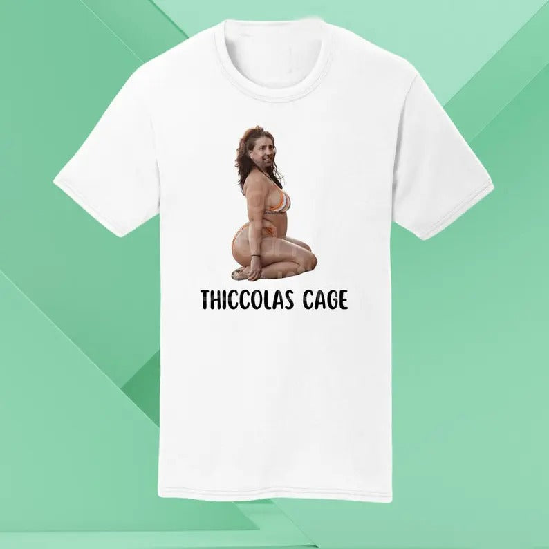 Funny Meme Shirt, Thiccolas Cage Tee, Gift Unisex T-Shirt Hoodie, Sweatshirt | DripVista.com