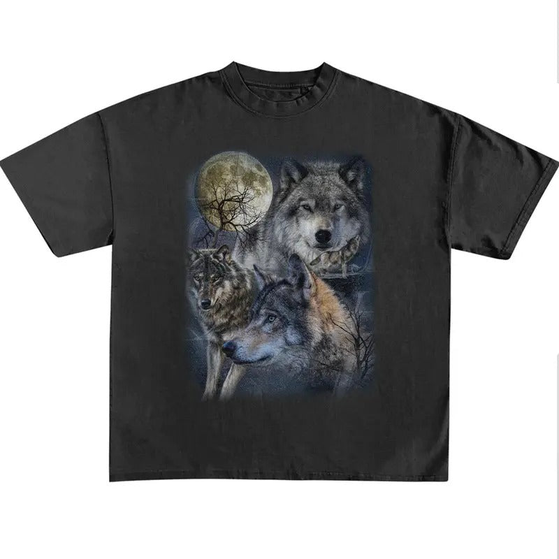 Funny Meme Shirt, Wolf Vintage Shirt, Retro Wolf Mystical Tee, Cute Wolf Merch, Cozy Warm Unisex Shirt, Wolf Moon Tee...