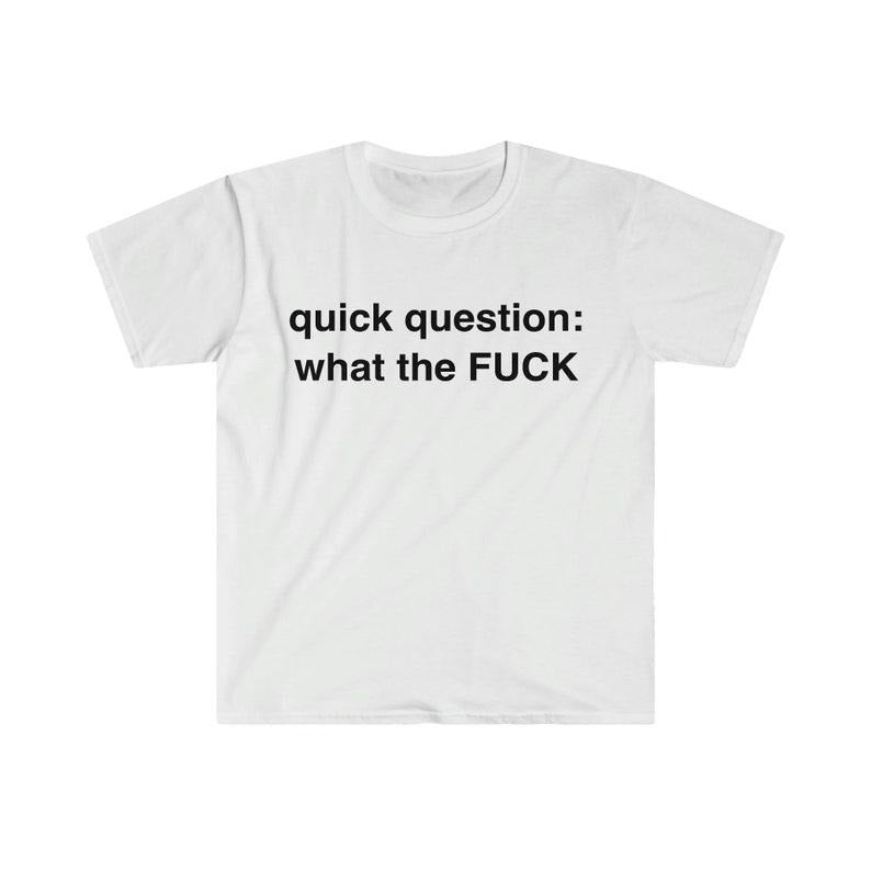 Funny Meme Shirt, quick question: what the F*CK Tee, Gift Unisex T-Shirt Hoodie, Sweatshirt | DripVista.com