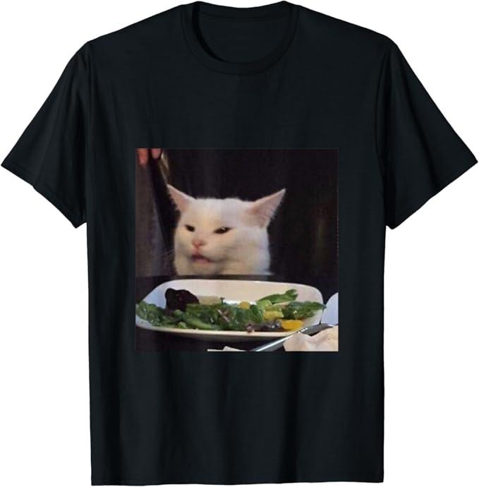 Funny Meme Shirts For Men, Dinner Table Cat Meme Funny T-Shirt Menswear Top Hoodie, Sweatshirt | DripVista.com