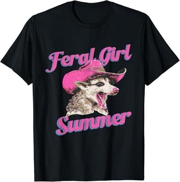 Funny Meme Shirts For Men, Feral Girl Summer Retro Possum Funny Meme T-Shirt Menswear Top Hoodie, Sweatshirt | DripVista.com