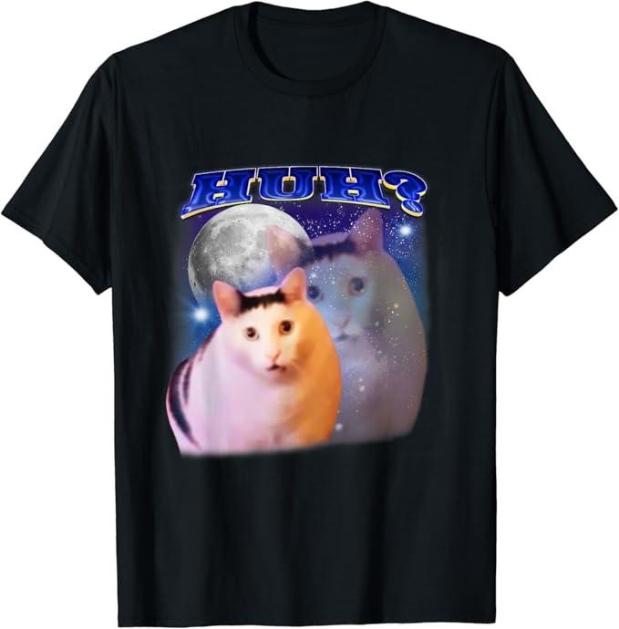 Funny Meme Shirts For Men, Funny Meme Huh Cat T-Shirt Menswear Top Hoodie, Sweatshirt | DripVista.com