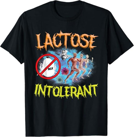 Funny Meme Shirts For Men, Lactose Intolerant Ironic Sarcastic Funny Humor Cringe Meme T-Shirt Menswear Top
