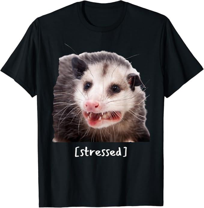 Funny Meme Shirts For Men, Opossum Stressed Funny Street Cat Meme T-Shirt Menswear Top Hoodie, Sweatshirt | DripVista.com