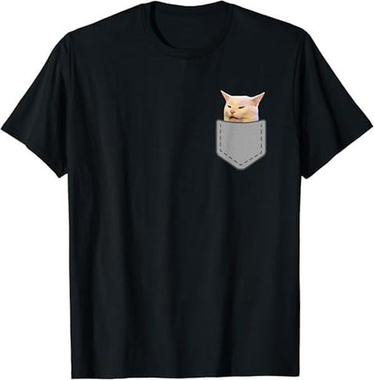 Funny Meme Shirts For Men, Woman Yelling At Table Dinner Funny Cat Meme T-Shirt Menswear Top