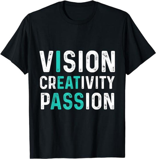Funny Men Shirts, Vision Creativity Passion Vintage T-Shirt Menswear Top Casual Cotton Fashion Basic