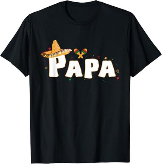 Funny Mexican Shirts, Fiesta Mexican Party Funny Cinco De Mayo Papa T-Shirt Menswear Top Casual Classic