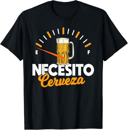 Funny Mexican Shirts, Mexican Beer Necesito Cerveza Cool & Funny Sayings T-Shirt Menswear Top Casual Classic