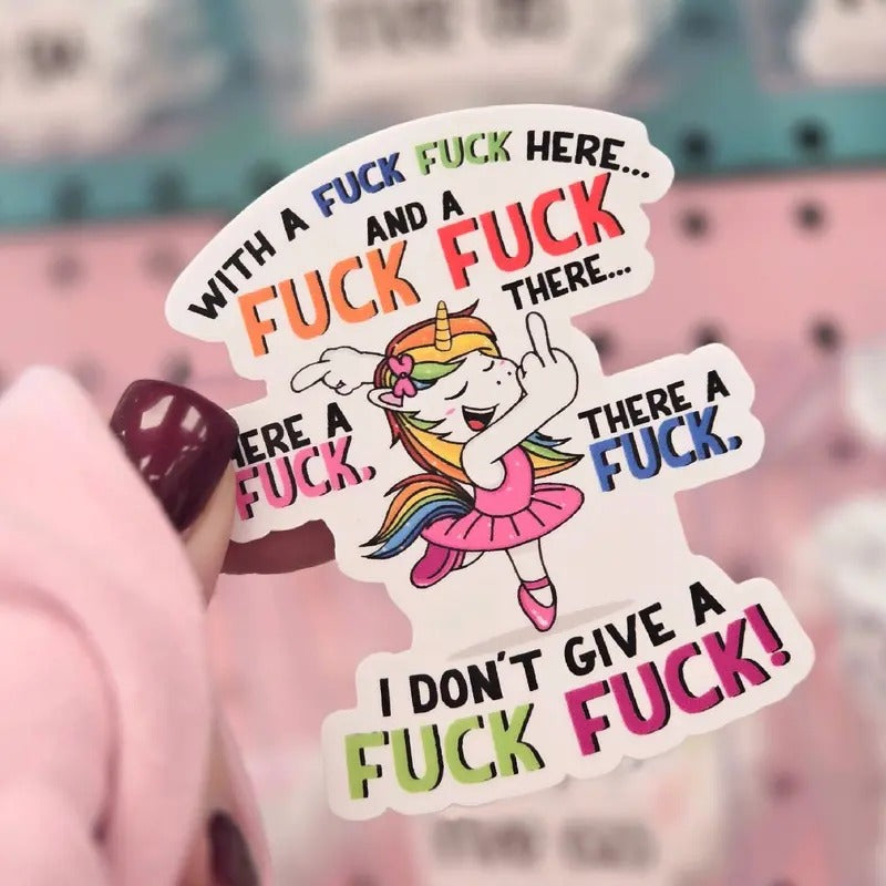 Funny Middle Finger Unicorn Vinyl Sticker T-Shirts, Hoodie, Sweatshirt | DripVista.com
