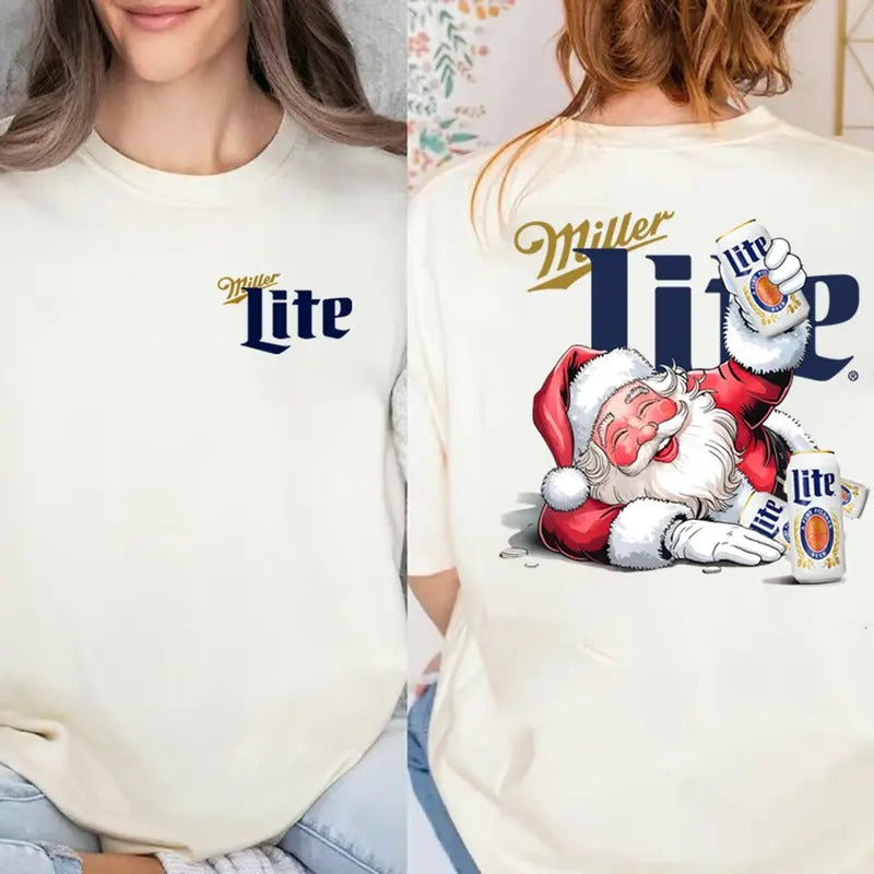 Funny Miler Lite Drunk Santa Claus Chrismas Unisex Shirt, Funny Santa Claus Miller Beer Sweater, Christmas Party Alcohol, Xmas Gift for Him