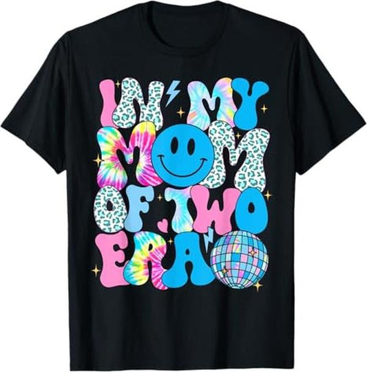 Funny Mother Shirts, Gift For Mom, Groovy Funny In My Mom Of Two Era Mother Day Mama Grandma T-Shirt - Menswear Top