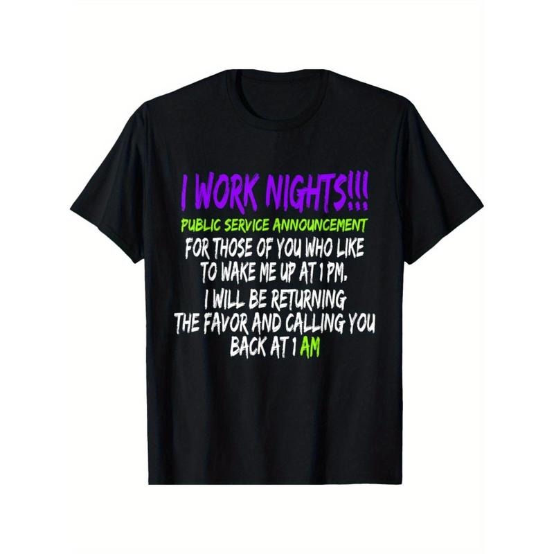 Funny Night Shift Worker T-Shirt - Comfortable Cotton, Perfect for Casual & Outdoor Activities, Machine Washable Made in USA