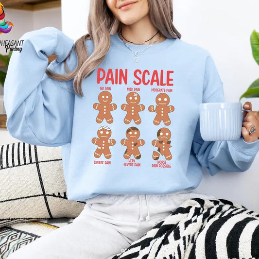 Funny Pain Scale Shirt, Christmas Nurse Shirt, Funny Christmas Shirt, Gingerbread Man Sweater, Nurse Triage Shirt, Pain Assessment Shirt