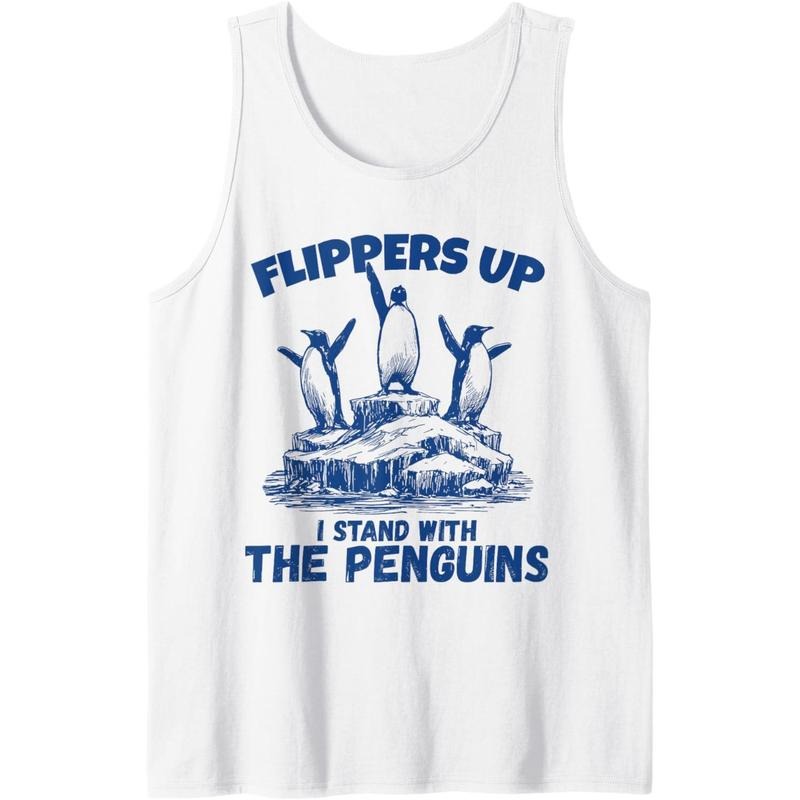 Funny Penguin Flippers Up I Stand With The Penguins Tank Top T-Shirts, Hoodie, Sweatshirt | DripVista.com