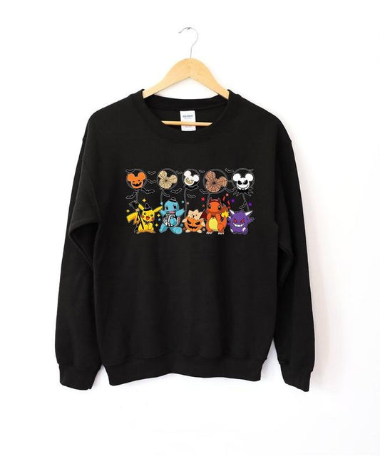 Funny Pokemon Halloween Crewneck, Spooky Pumpkin Monster Sweatshirt, Halloween Gift Idea