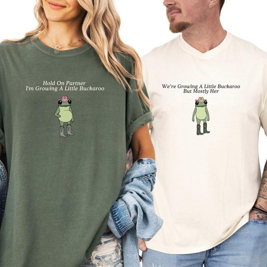 Funny Pregnancy Announcement Shirt, New Mom and Dad Gift, Western Frog Shirt, Baby Announcement, Pregnancy Reveal