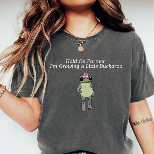 Funny Pregnancy Announcement Western Frog Shirt, Unhinged TShirt, Pregnancy Reveal Shirt, First Time Mom Gift Top