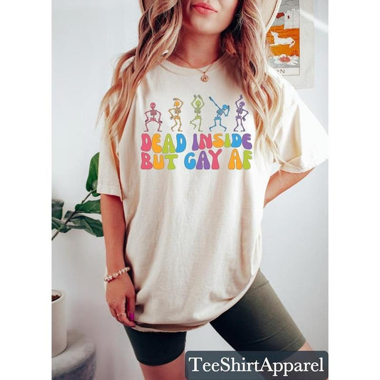 Funny Pride Shirt, Dead Inside But Gay Af Shirt, Gay Skeleton Shirt, LGBTQ Shirt Funny, Rainbow Pride Shirt, Gay Pride TShirt, Pride Month Hoodie, T-shirt and sweater