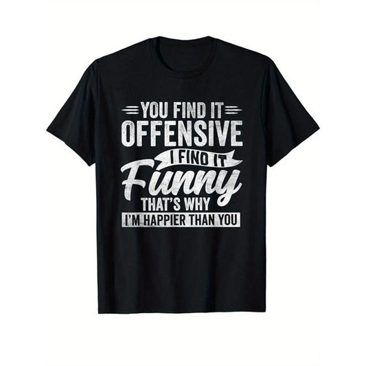 [Funny Print Cotton Top] Cotton Funny Print Casual Top - Men's Short Sleeve Crew Neck T-shirt for Outdoor Made in USA