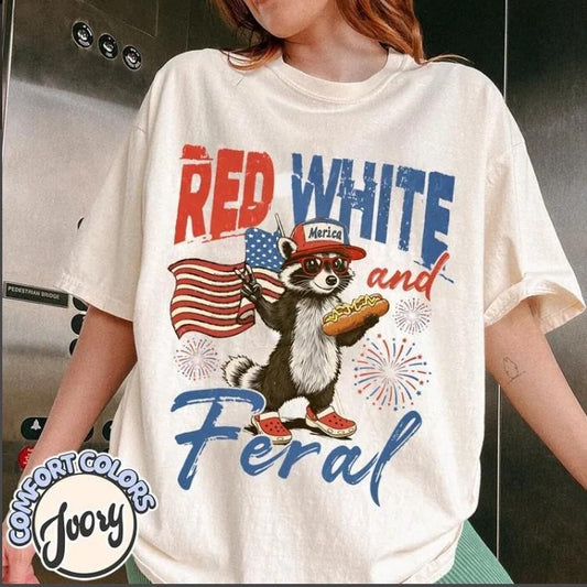 Funny Raccoon Shirt, 4th of July Shirt, Feral Shirt, Hotdog Shirt