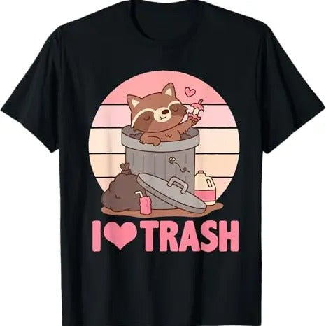 Funny Raccoon Shirt, Cute Retro Raccoon I Love Trash Funny Racoons Animal Lovers T-Shirt For Men - Menswear Top Vintage Raccoon