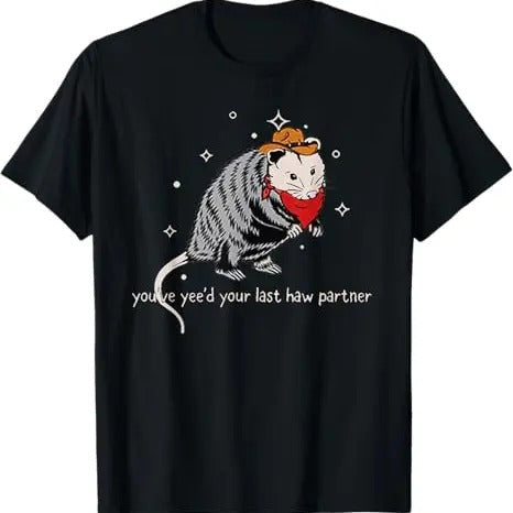 Funny Raccoon Shirt, Funny Vintage Opossum Cowboy Hat Western Possum Lover Gifts Funny T-Shirt For Men