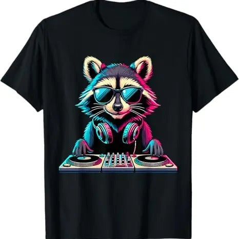Funny Raccoon Shirt, Raccoon DJ Funny DJing Raccoon T-Shirt For Men