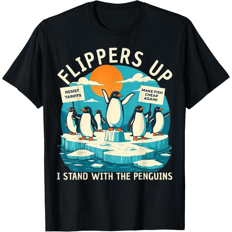 Funny Resist Penguins Protest Against Tariffs T-Shirt