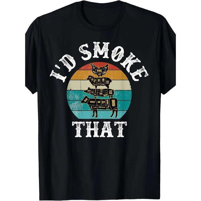 Funny Retro BBQ Party Smoker Chef Dad Gift - I'd Smoke That T-Shirt made in usa Hoodie, Sweatshirt | DripVista.com