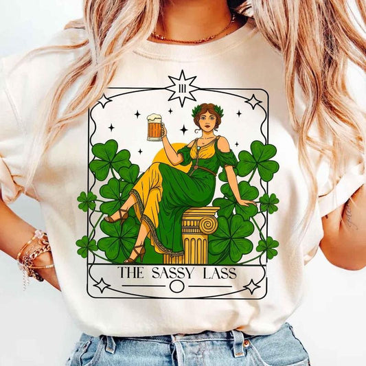 Funny Saint Patrick's Day Shirt, Irish Tee, The Sassy Lass Tarot Card T-shirt, Lucky Shirt, Shamrock T-shirt, Tarot Card, St Paddy Day Gift