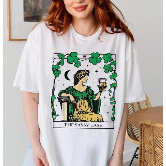 Funny Saint Patrick's Day Shirt, Irish Tee, The Sassy Lass Tarot Card T-shirt, Lucky Shirt, Shamrock T-shirt, Tarot Card, St Paddy Day Giftstyle{n002}2