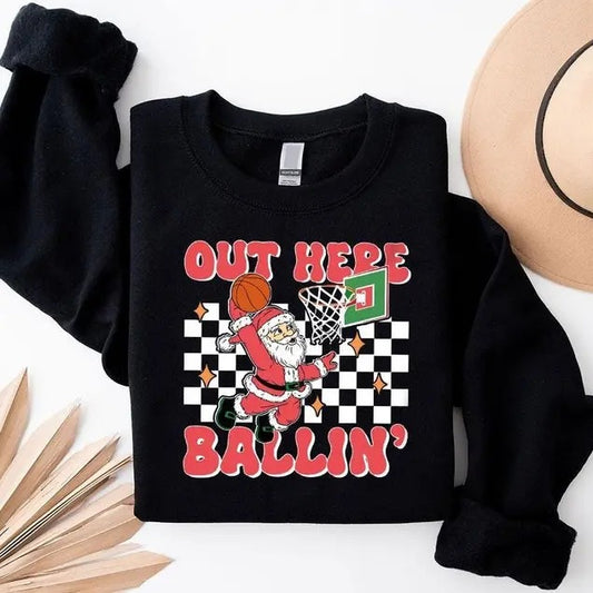 Funny Santa Sweatshirt,hoodie,tshirt, Basketball Player Gift,Christmas Basketball Sweatshirt, Basketball Christmas Hoodie