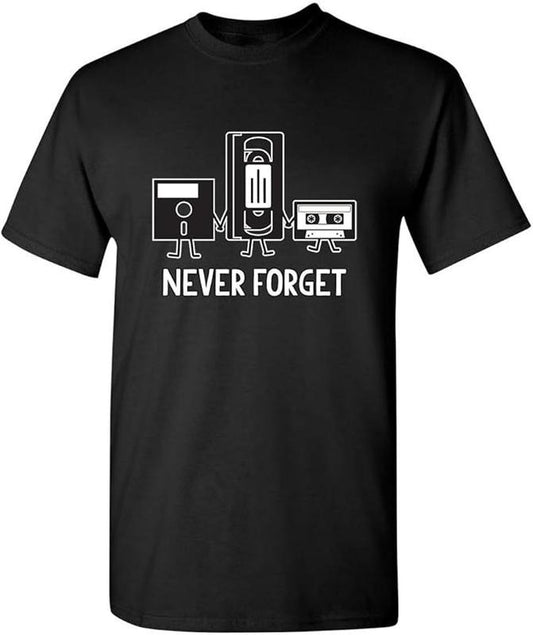 Funny Sarcastic Engineering Gift Shirt, Never Forget Cassette Tape Gamer Old School T-Shirt - Menswear Casual Cotton