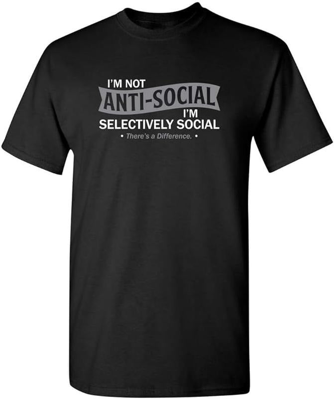 Funny Sarcastic Shirts For Women, I'm Not Anti-Social I'm Selectively Social Novelty Sarcastic Funny T Shirt Womenswear...