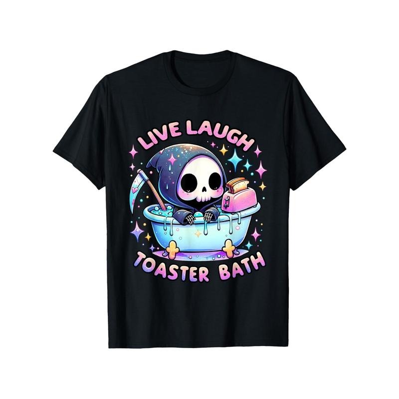 Funny Saying T-Shirt - Live Laugh Toaster Bath Skeleton Made Red plumber brand USA Hoodie, Sweatshirt | DripVista.com