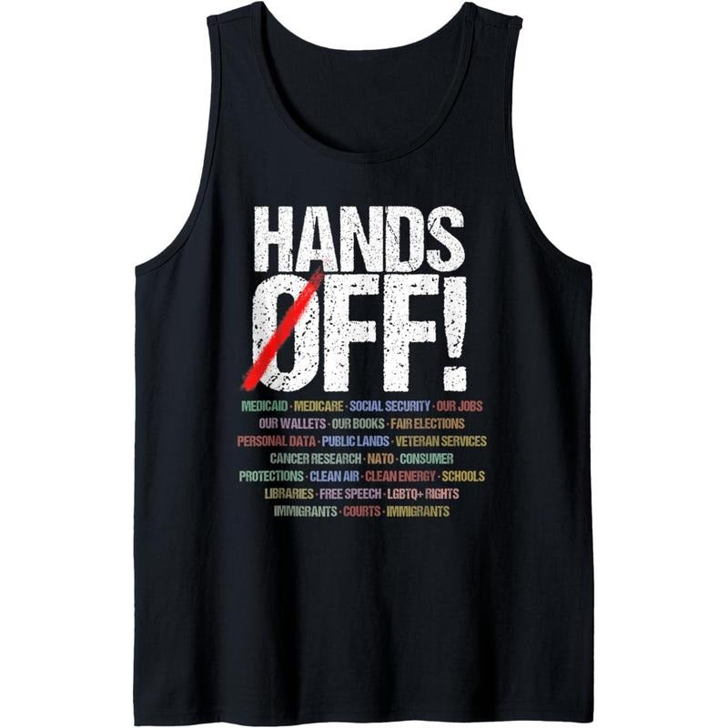 Funny Sayings Hands Off Protest Retro Men Women Tank Top made in usa T-Shirts, Hoodie, Sweatshirt | DripVista.com
