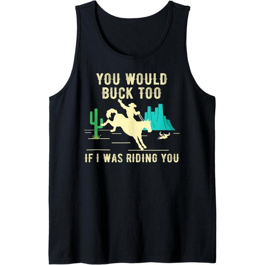 Funny Sexy Cowboy Riding Rodeo Horse Adult Country Western Tank Top Made in USA