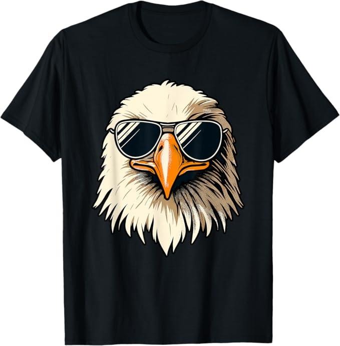 Funny Shirts for Men, Bald Eagle in Sunglasses Men Women Funny Eagle T-Shirt - Menswear Hoodie, Sweatshirt | DripVista.com