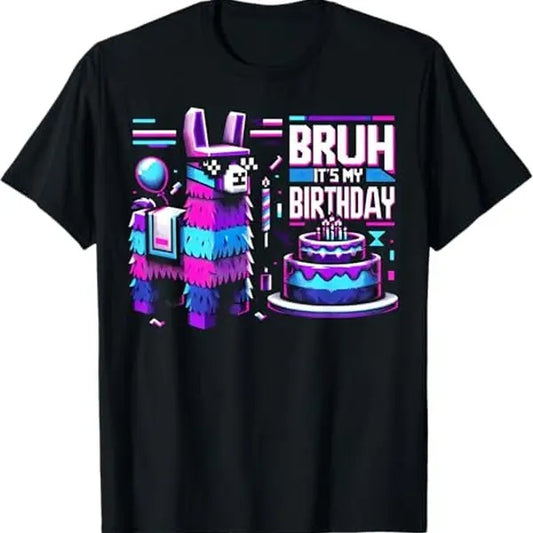 Funny Shirts for Men, Bruh Its My Birthday Llama Pinata Boy Girl Family Party Bday T-Shirt - Menswear