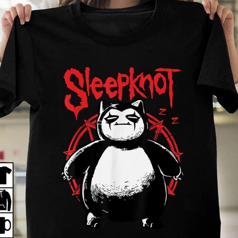 Funny Slipknot Sleepknot Snorlax T-Shirt Metal Band Shirt Cotton Graphic Tee Hoodie, Sweatshirt | DripVista.com