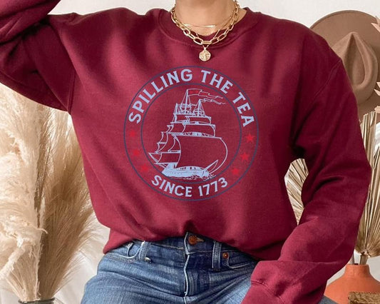 Funny Spilling The Tea Since 1773 T Shirt Hoodie Sweater 4th Of July Gift American Patriotic T-shirt Independence Day Family Trip 2024 style 02