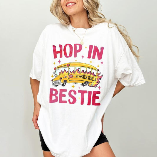 Funny Struggle Bus Comfort Colors Shirt, Funny Hop In Bestie Tee, Mom Life T-shirt, Funny Teacher's Clothing