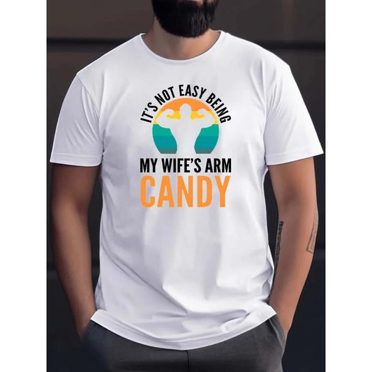 Funny T-Shirt: Relaxed Short Sleeve with Letter Pattern and Cotton Fabric made in USA