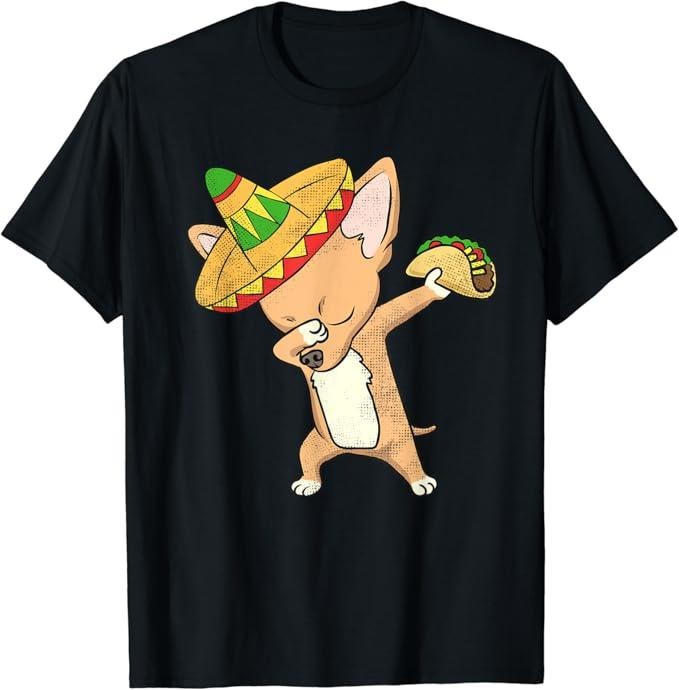 Funny Taco Shirts, Gifts For Mexican Food Lovers, Funny Mexican Chihuahua Dog Taco Shirt Dabbing Cinco De Mayo T-Shirt...