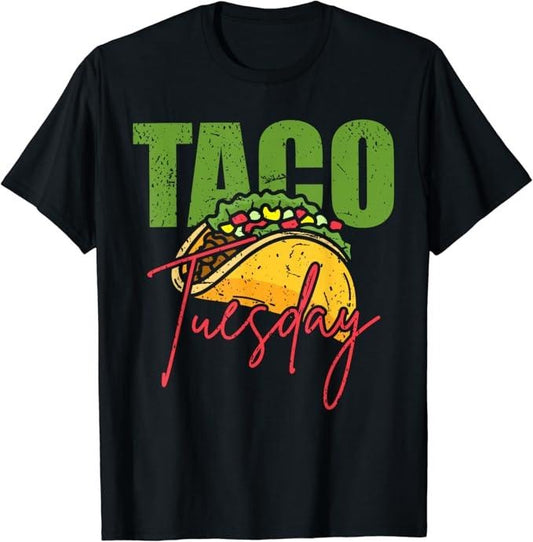 Funny Taco Shirts, Gifts For Mexican Food Lovers, Tuesday Foodie Mexico Taco T-Shirt Menswear Top Casual Classic