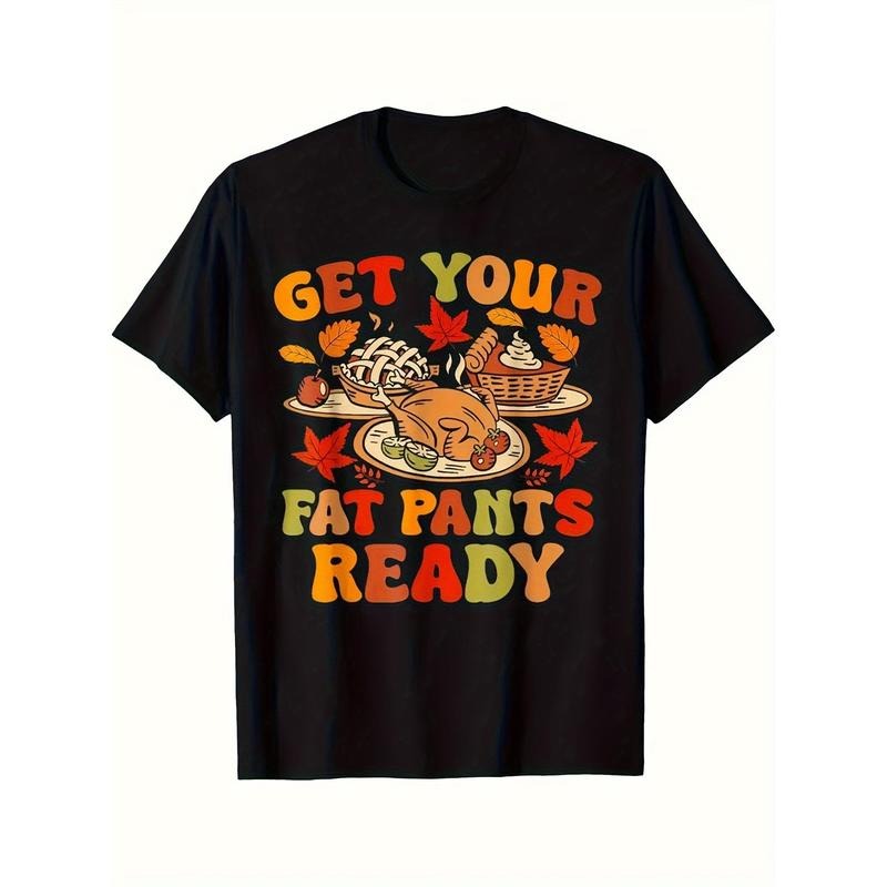 Funny Thanksgiving Graphic Tee - Casual Short Sleeve T-Shirts For Women And Men - 220g Black Comfy Relaxed Fit T-Shirt...