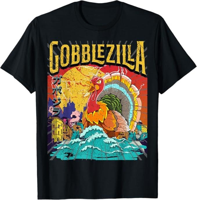 Funny Thanksgiving Shirts, Turkey Day Thanksgiving Gobblezilla T-Shirt - Menswear Top Hoodie, Sweatshirt | DripVista.com