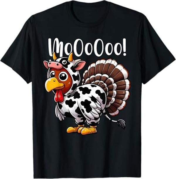 Funny Thanksgiving Shirts, Turkey Moo Cow Costume Funny Thanksgiving T-Shirt