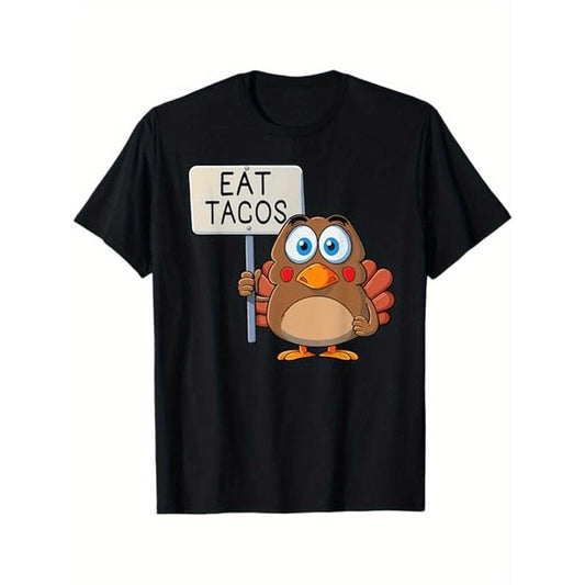 Funny Thanksgiving Turkey Eat Tacos T-Shirt Halloween Thanksgiving Christmas Gifts for Men Women Friends Family, S-XXXL, Black made in usa